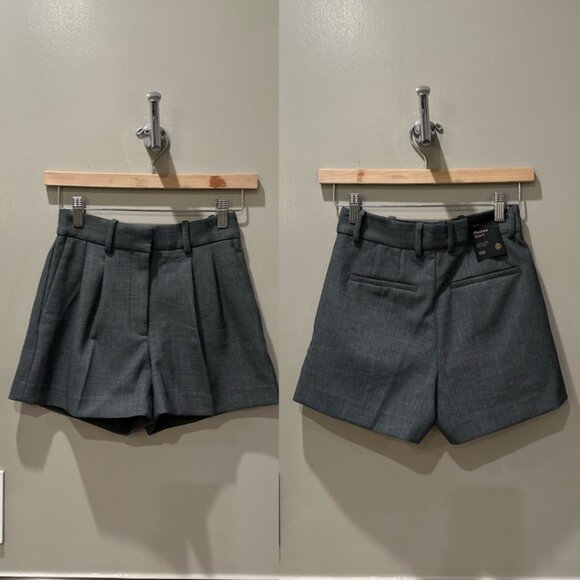 ARITZIA BABATON High-Rise Relaxed-Fit Pleated Mini Short (Heather Charcoal) - Picture 12 of 16